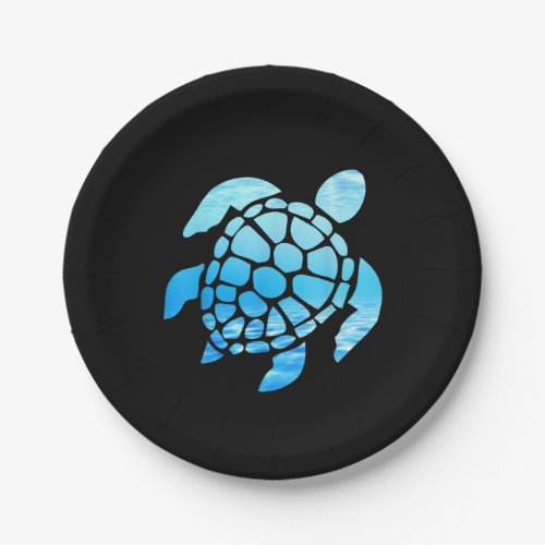 Beautiful Sea Turtle Silhouette Seen From Undersea Paper Plates