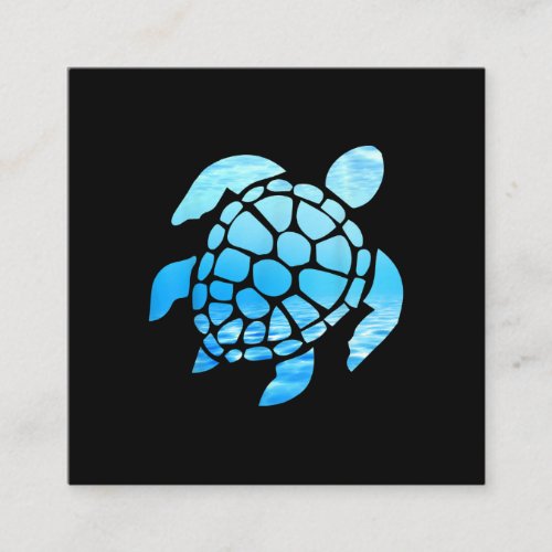 Beautiful Sea Turtle Silhouette Seen From Undersea Square Business Card