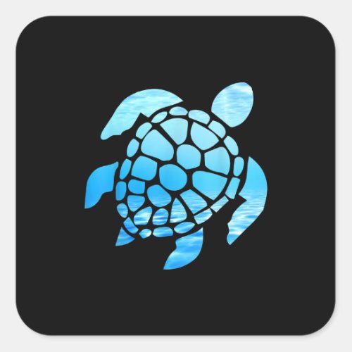 Beautiful Sea Turtle Silhouette Seen From Undersea Square Sticker