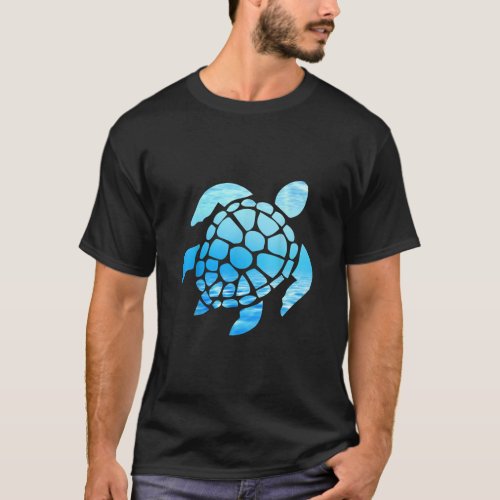 Beautiful Sea Turtle Silhouette Seen From Undersea T_Shirt