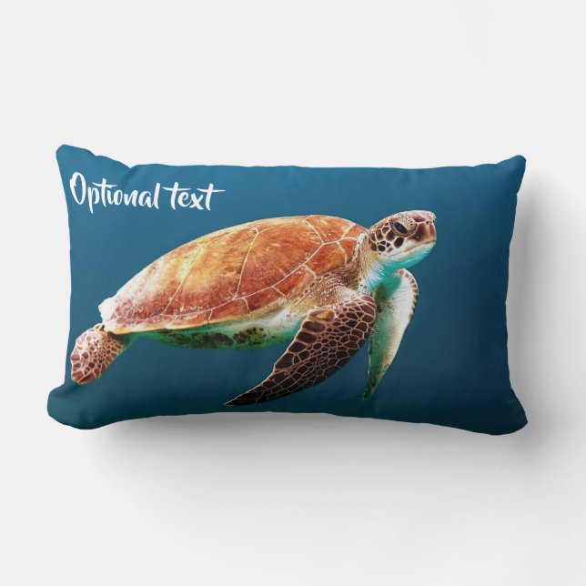 Beautiful Sea Turtle Swimming Lumbar Pillow (Front)