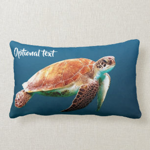 Beautiful Sea Turtle Swimming Lumbar Pillow