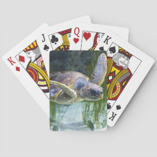 Beautiful Sea Turtle Swimming Playing Card