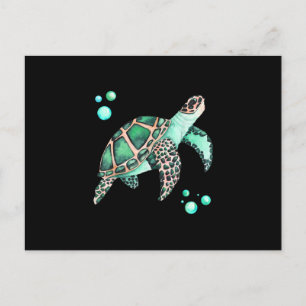 Beautiful Sea Turtle Watercolor Announcement Postcard