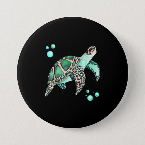 Beautiful Sea Turtle Watercolor Button