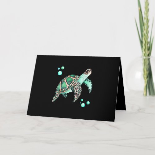 Beautiful Sea Turtle Watercolor Card
