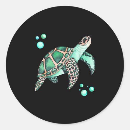 Beautiful Sea Turtle Watercolor Classic Round Sticker