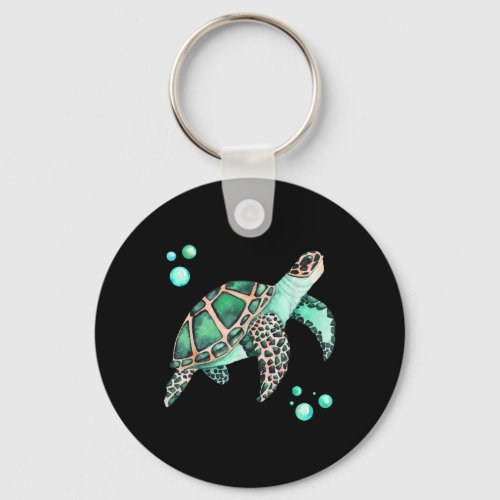 Beautiful Sea Turtle Watercolor Keychain