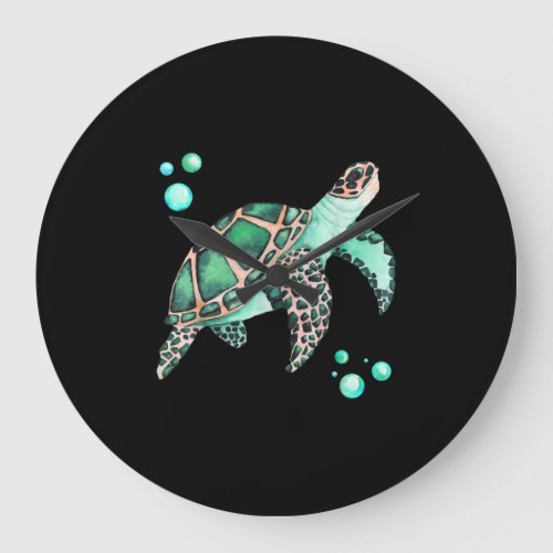 Beautiful Sea Turtle Watercolor Large Clock