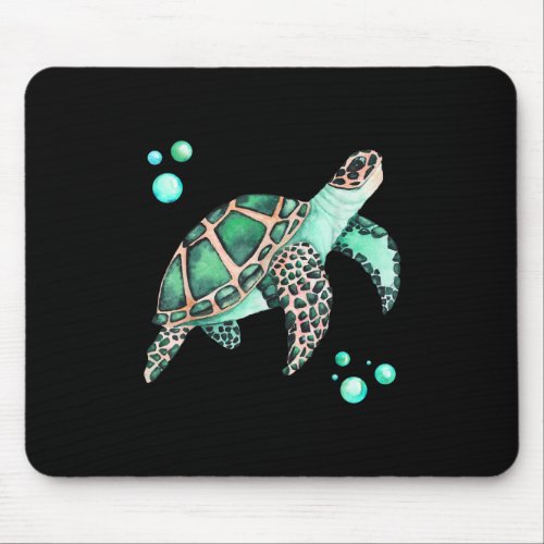 Beautiful Sea Turtle Watercolor Mouse Pad