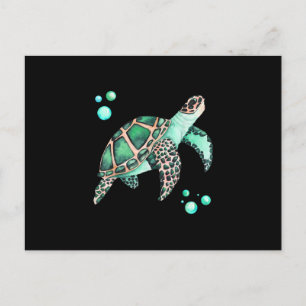 Beautiful Sea Turtle Watercolor Postcard