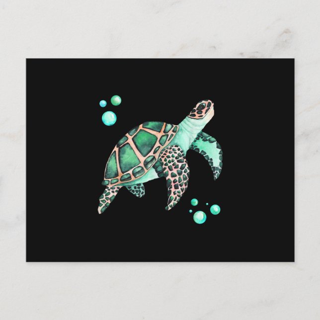 Beautiful Sea Turtle Watercolor Postcard (Front)