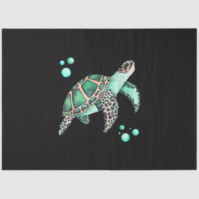 Beautiful Sea Turtle Watercolor Tissue Paper (Front)