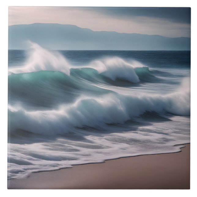 Beautiful sea waves ceramic tile (Front)