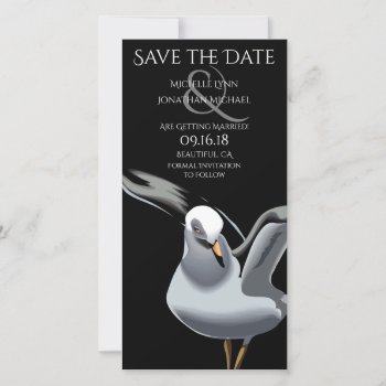 Beautiful Seagull On Black Beach Wedding Save The Date by TheBeachBum at Zazzle