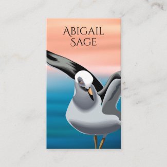 Beautiful Seagull with Ocean and Sunset Beach Business Card