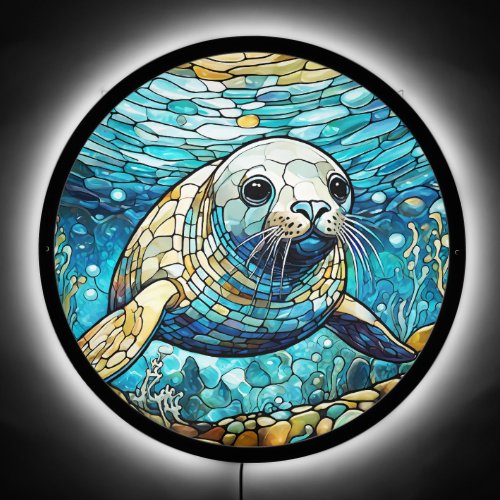 Beautiful seal Stained glass art