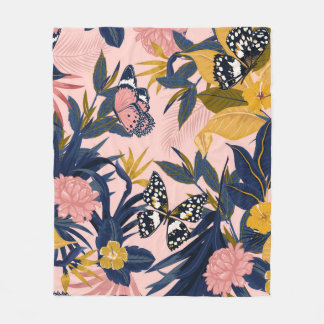 Beautiful seamless artistic sweet tropical pattern fleece blanket