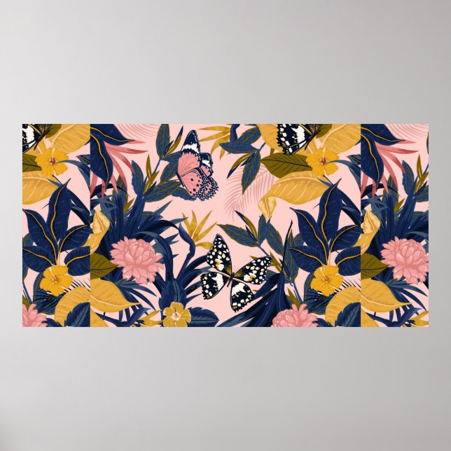Beautiful seamless artistic sweet tropical pattern poster (Front)