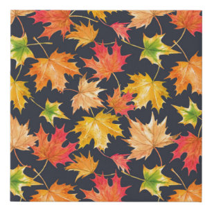 Beautiful seamless autumn pattern with watercolor faux canvas print
