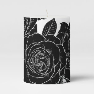Beautiful seamless black and white monochrome patt pillar candle