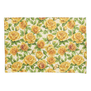 Beautiful Seamless Pattern of Yellow Roses Pillow Case
