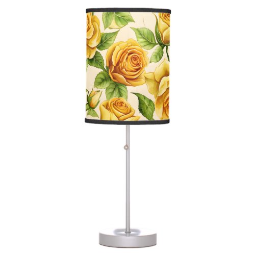 Beautiful Seamless Pattern of Yellow Roses Table Lamp