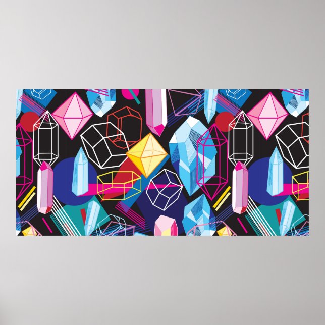 Beautiful seamless pattern with colorful crystals  poster (Front)