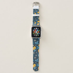 Beautiful seamless pattern with hand drawn waterco apple watch band