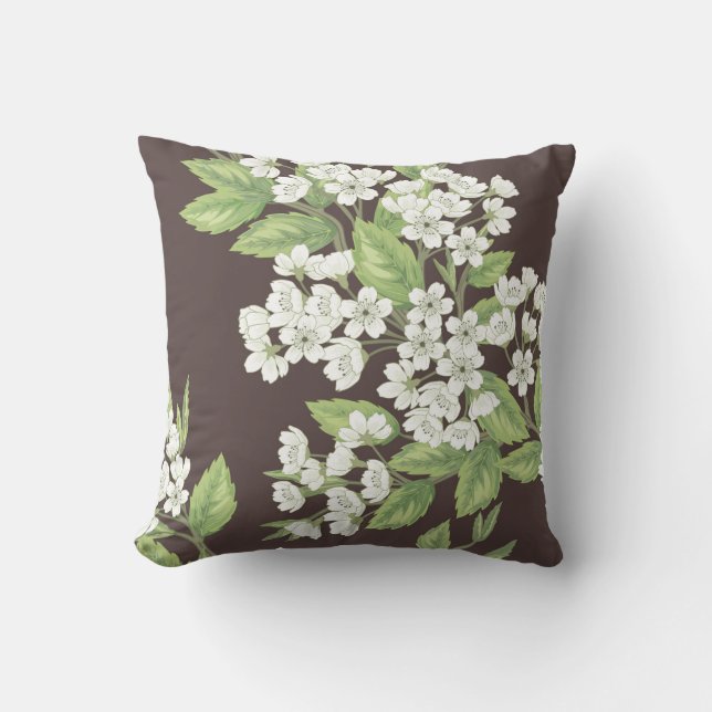 Beautiful seamless spring pattern with green branc throw pillow (Front)