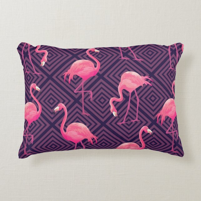 Beautiful seamless tropical pattern with pink flam accent pillow (Front)
