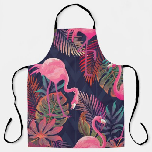 Beautiful seamless tropical pattern with pink flam apron