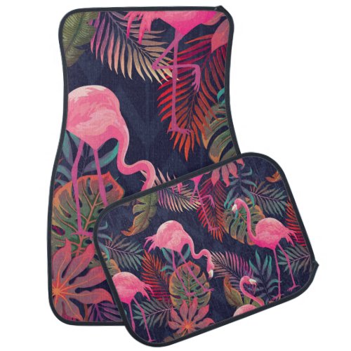Beautiful seamless tropical pattern with pink flam car floor mat