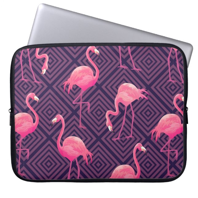 Beautiful seamless tropical pattern with pink flam laptop sleeve (Front)