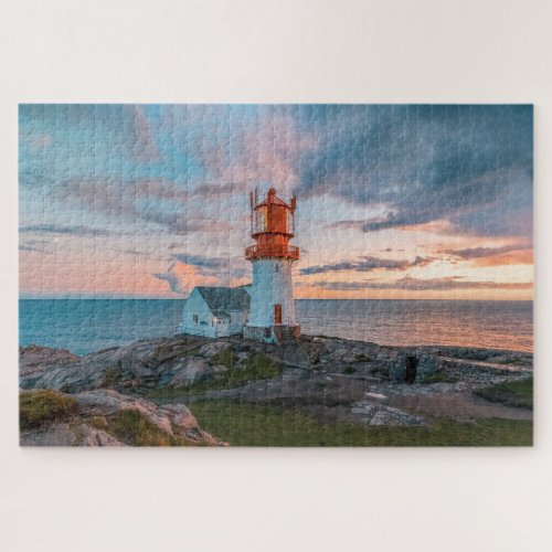 Beautiful Seascape Lighthouse Sunset Travel Jigsaw Puzzle