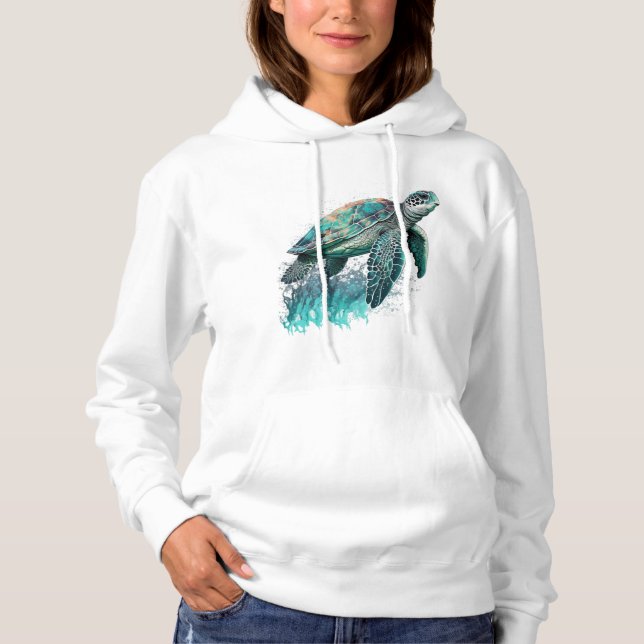 Beautiful Seascape With Majestic Sea Turtle Hoodie (Front)