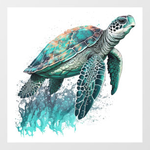 Beautiful Seascape With Majestic Sea Turtle Wall Decal