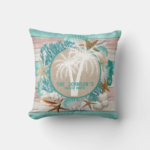 Beautiful Seashell and Beach Design Throw Pillow