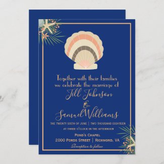 Beautiful Seashell Beach Theme Blue Wedding