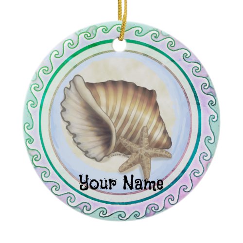 Beautiful seashell  ceramic ornament