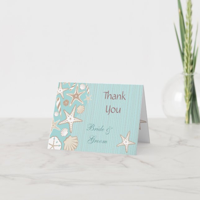 Beautiful Seashell Wedding Thank You Note Card (Front)