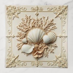 Beautiful seashells and corals inspired elegant trinket tray