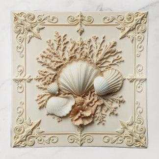Beautiful seashells and corals inspired elegant trinket tray