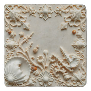 Beautiful seashells and corals inspired elegant trivet