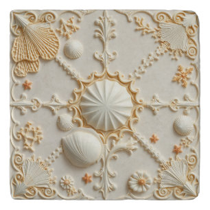 Beautiful seashells and corals inspired elegant trivet
