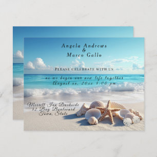 Beautiful Seashells Starfish Beach Wedding Invitation