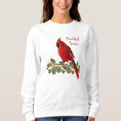 Beautiful Season Red Cardinal Bird Womens Sweatshirt