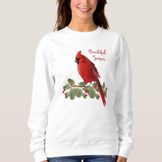 Beautiful Season Red Cardinal Bird Women's Sweatshirt (Front)