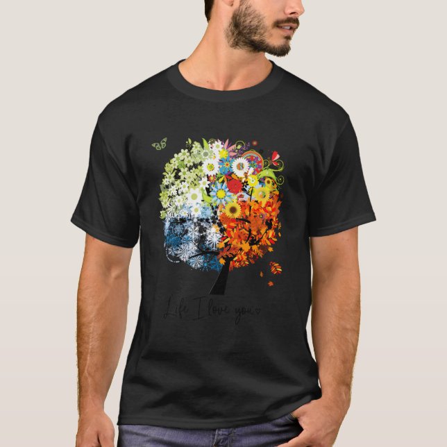 Beautiful Seasons Celebration Tree Love The Season T-Shirt (Front)