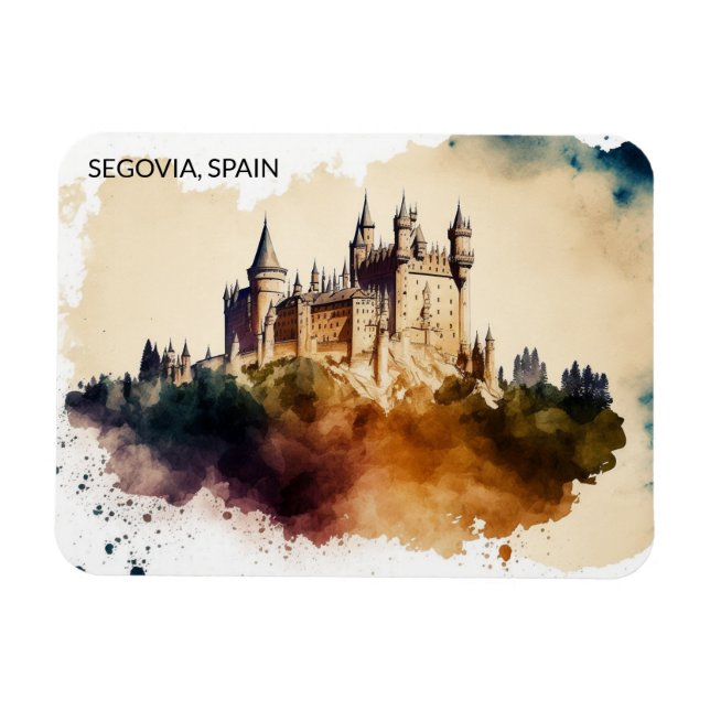 Beautiful Segovia Spain Castle Painting Magnet (Horizontal)
